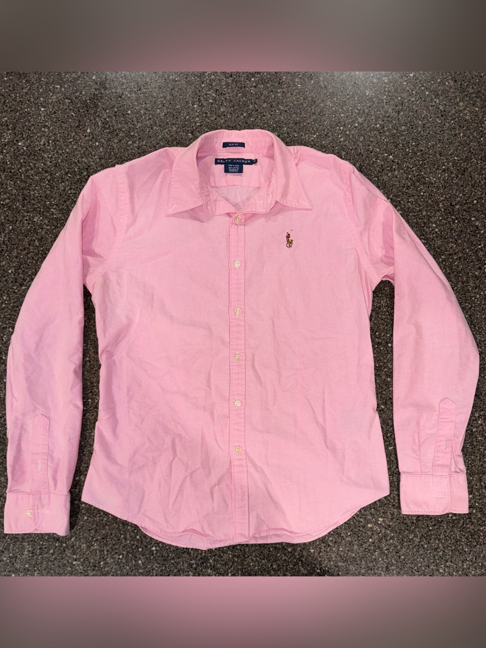 Ralph Lauren Pink Slim Fit Button Down Shirt Size 10 Girls/Women’s 100% Cotton